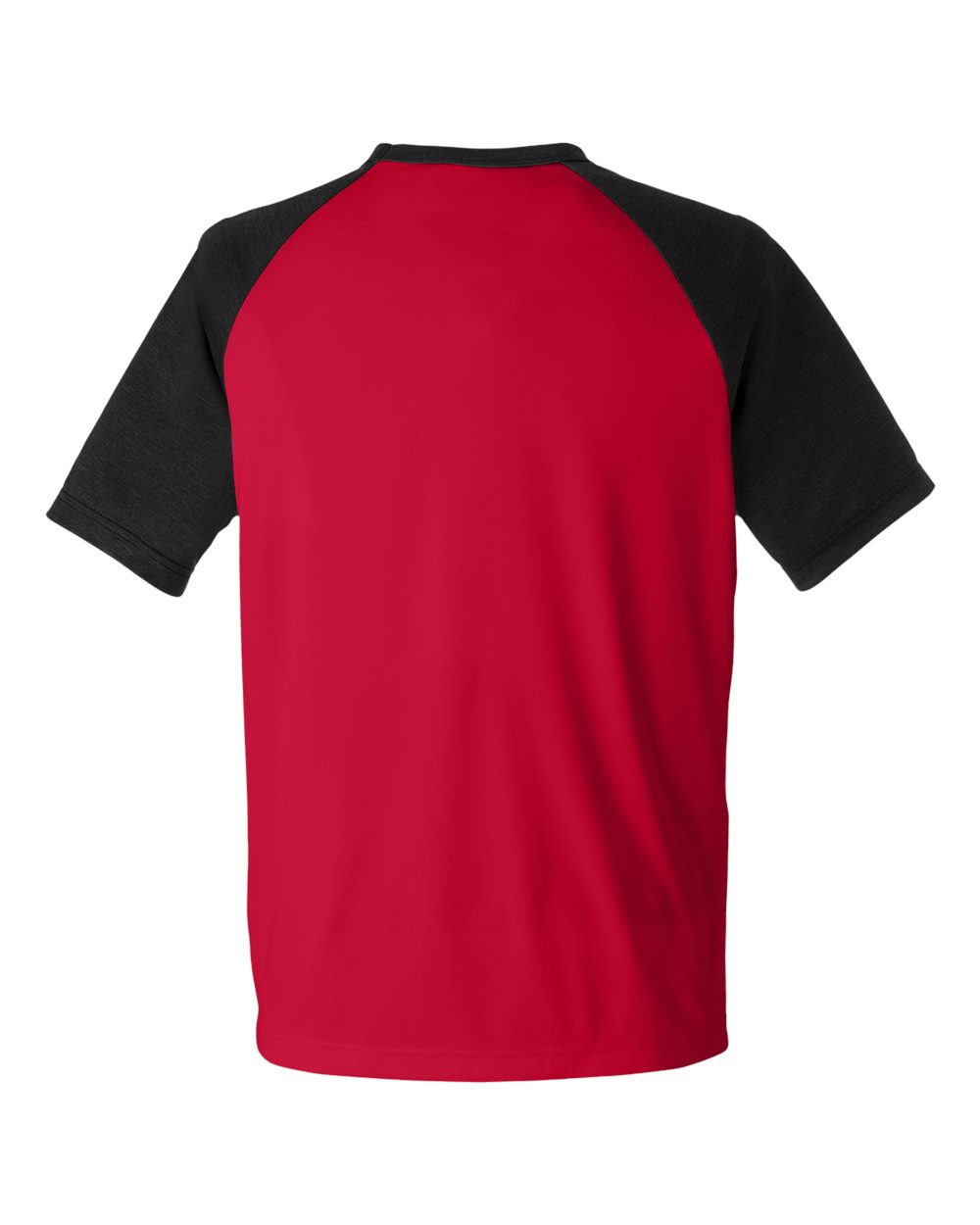 Rear View of Sport Red/ Black Heather Unisex Zone Colorblock Raglan T-Shirt - TT62
