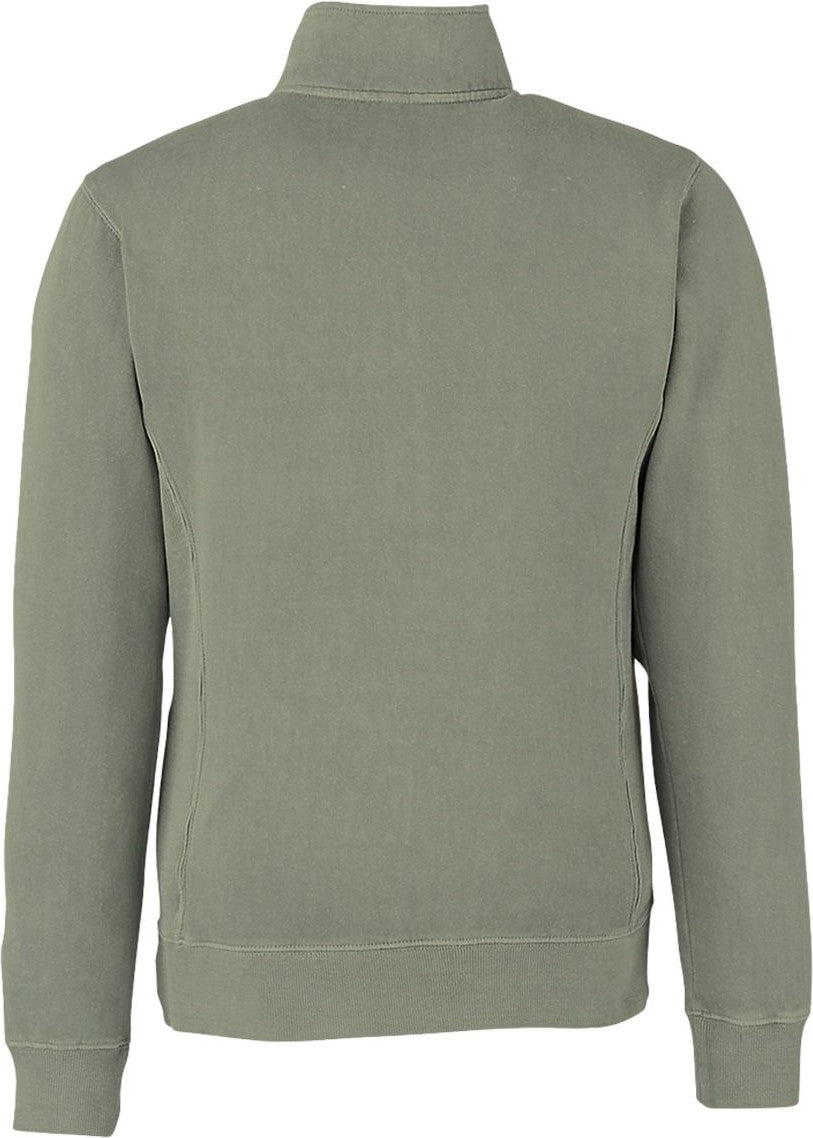 Rear View of Spruce Pigment-Dyed Fleece Quarter-Zip Pullover - 8732