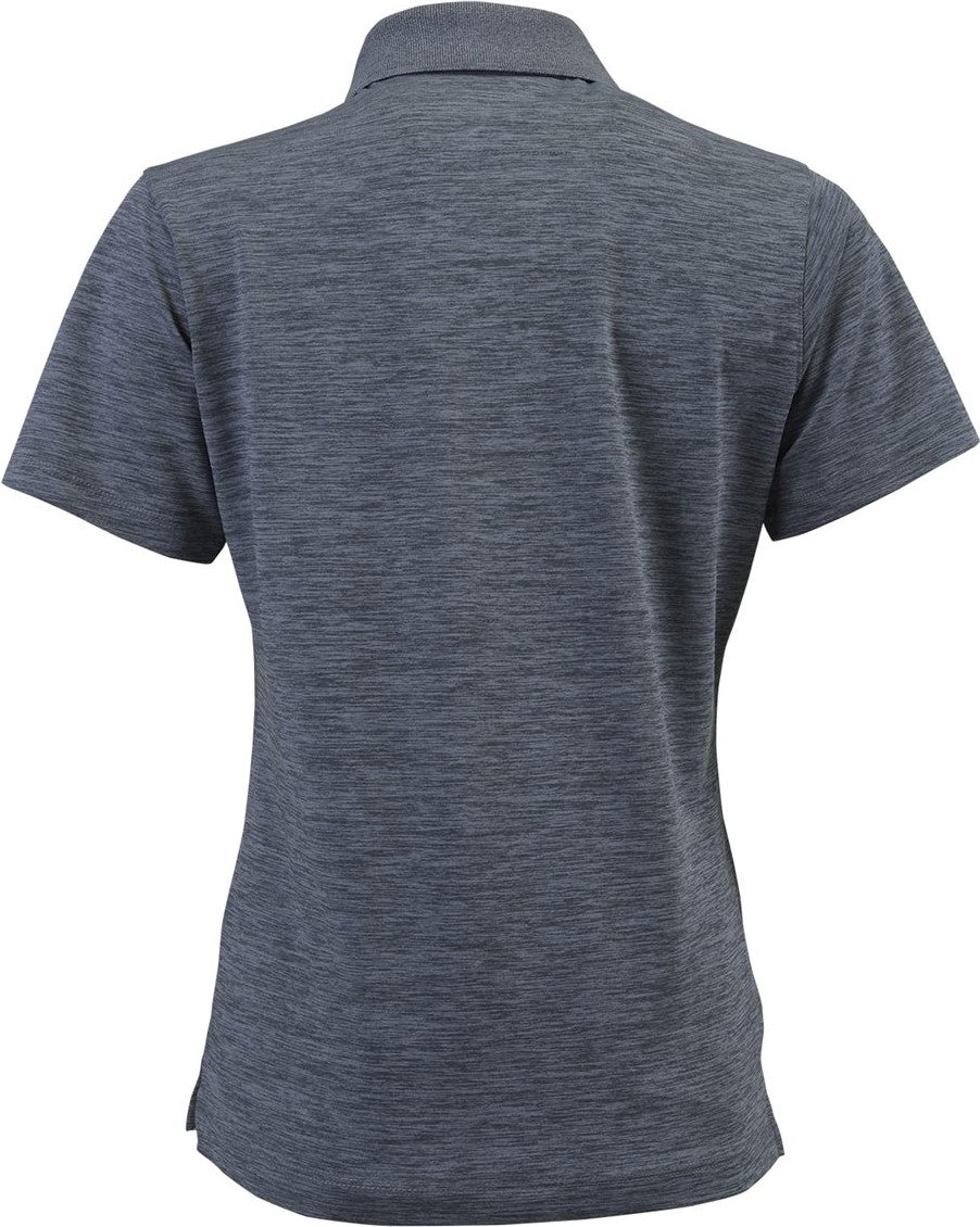 Rear View of Steel Grey Heather Women's Dakota Striated Heather Polo - 131