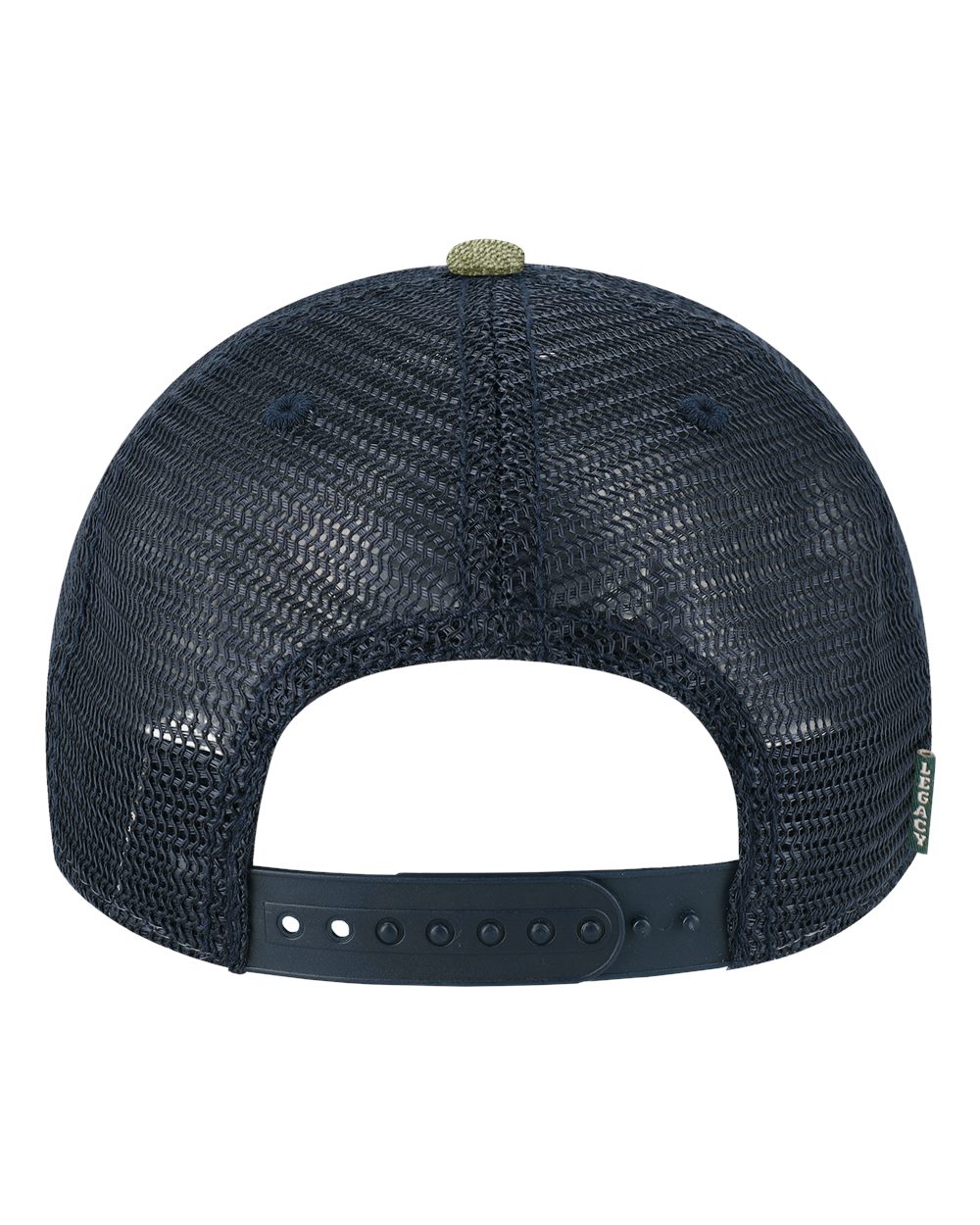 Rear View of Stone/ Olive/ Navy Dashboard Trucker Cap - DTA