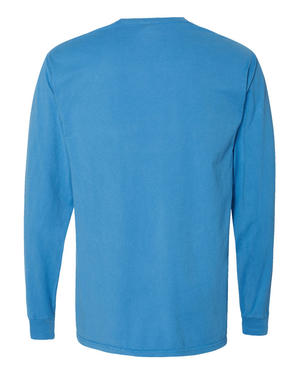 Rear View of Summer Sky Blue Garment-Dyed Long Sleeve T-Shirt - GDH200