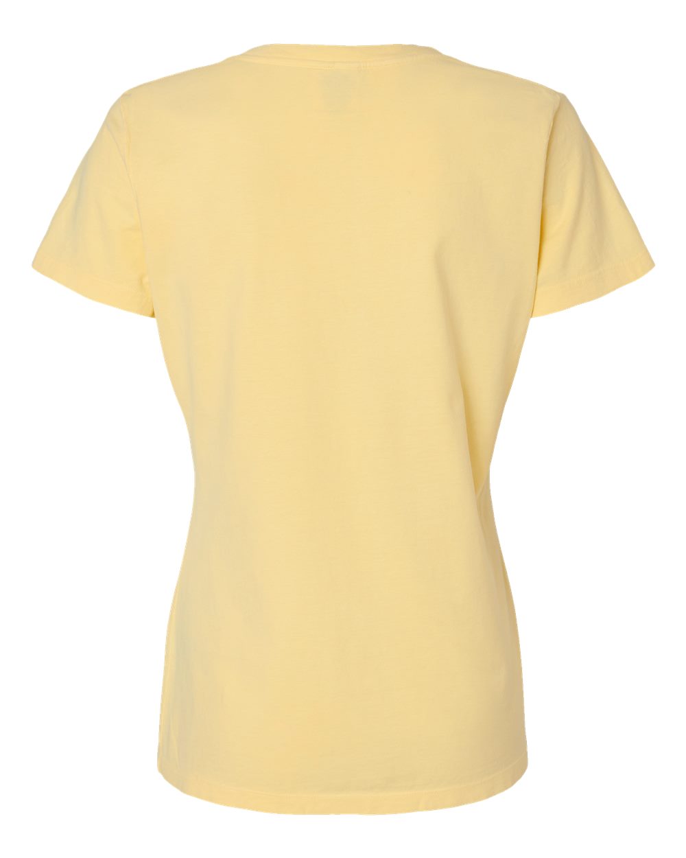 Rear View of Summer Squash Yellow Garment-Dyed Women's V-Neck T-Shirt - GDH125