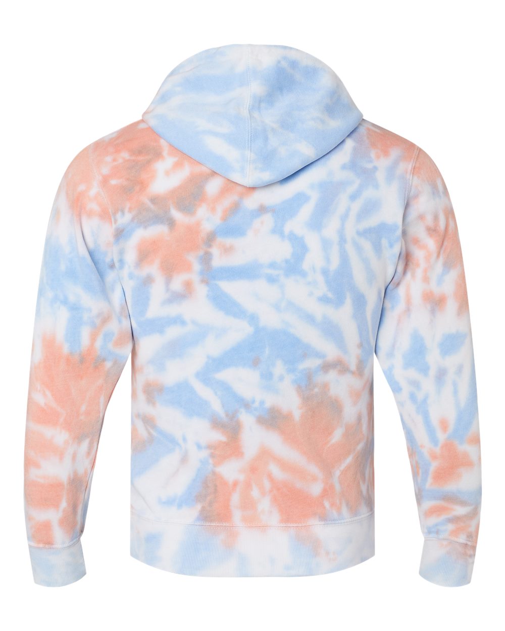 Rear View of Sunset Tie Dye Tie-Dyed Fleece Hooded Sweatshirt - 8861