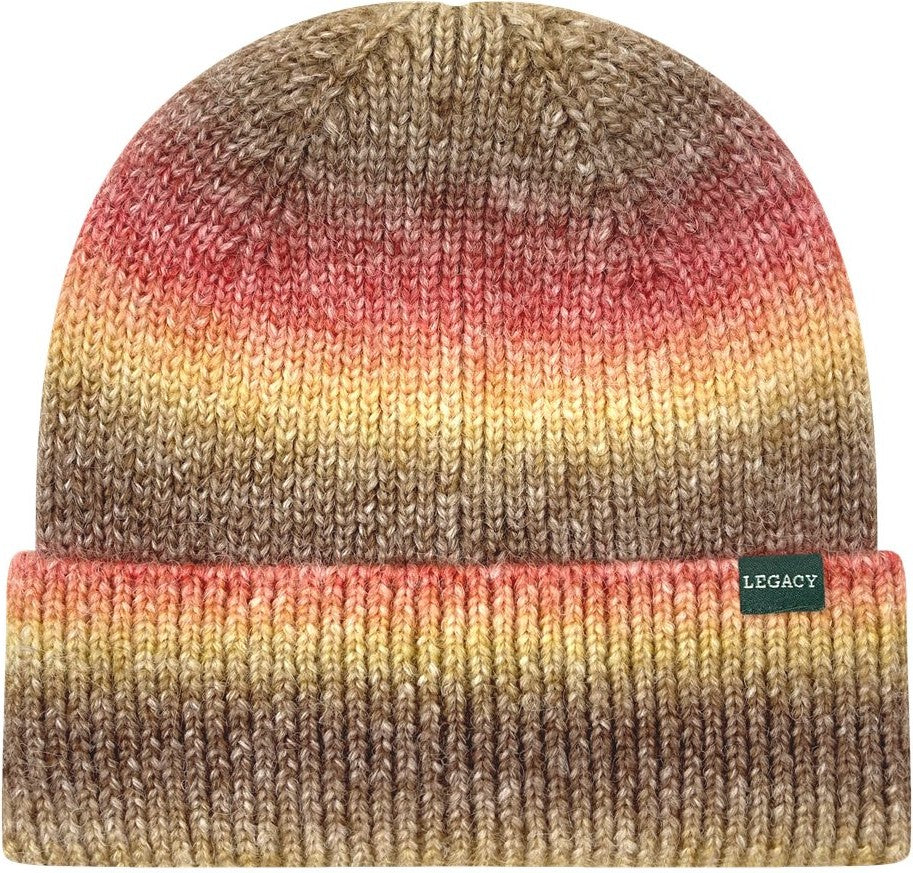 Rear View of Sunset Tie-Dyed Ribbed Beanie - KTDRB