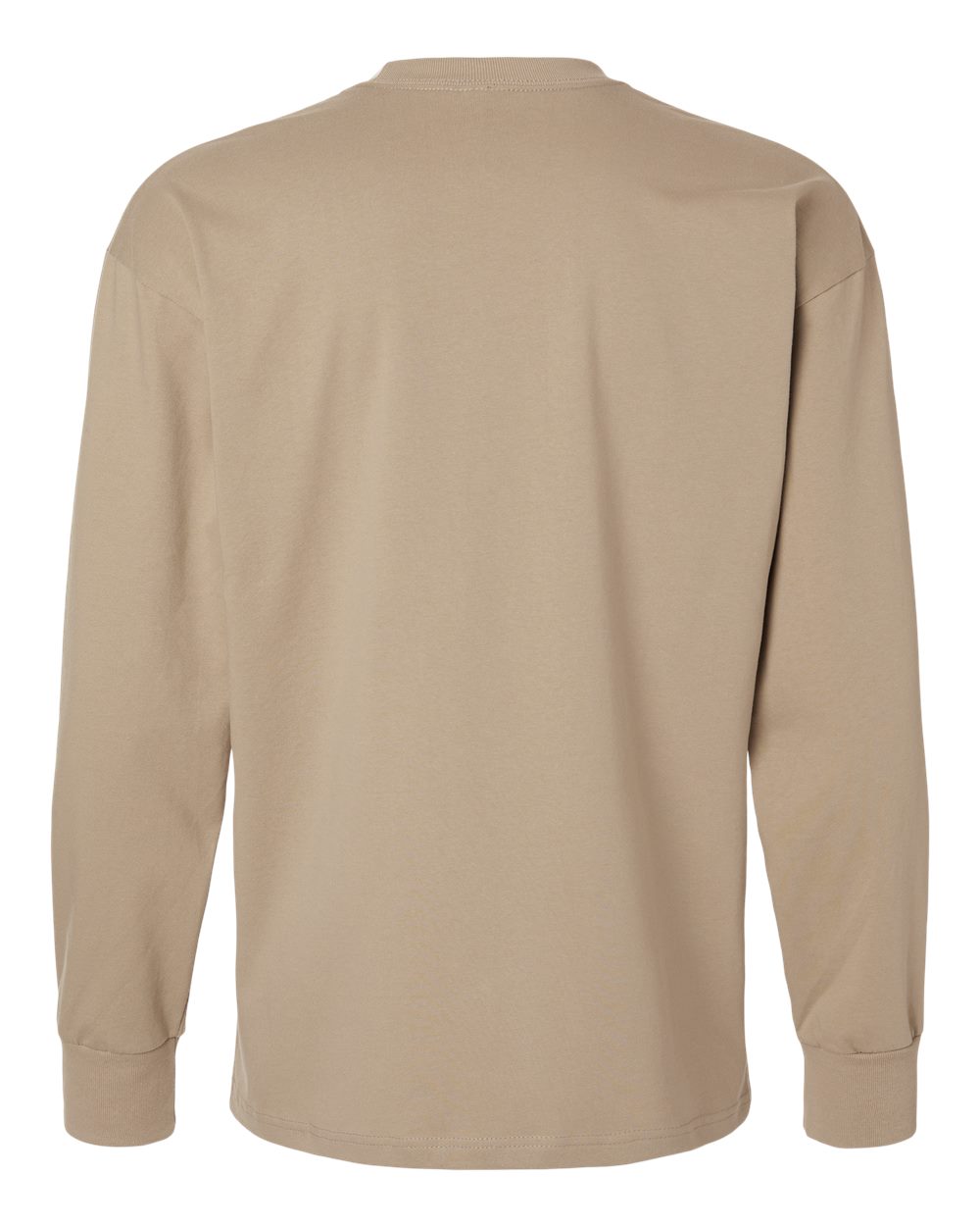 Rear View of Tan Heavyweight Long Sleeve T-Shirt - 7211