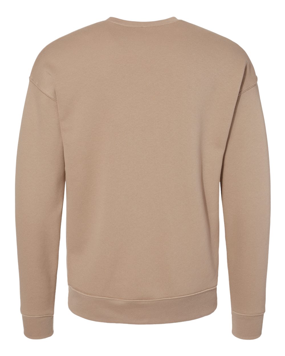 Rear View of Tan Sponge Fleece Drop Shoulder Crewneck Sweatshirt - 3945