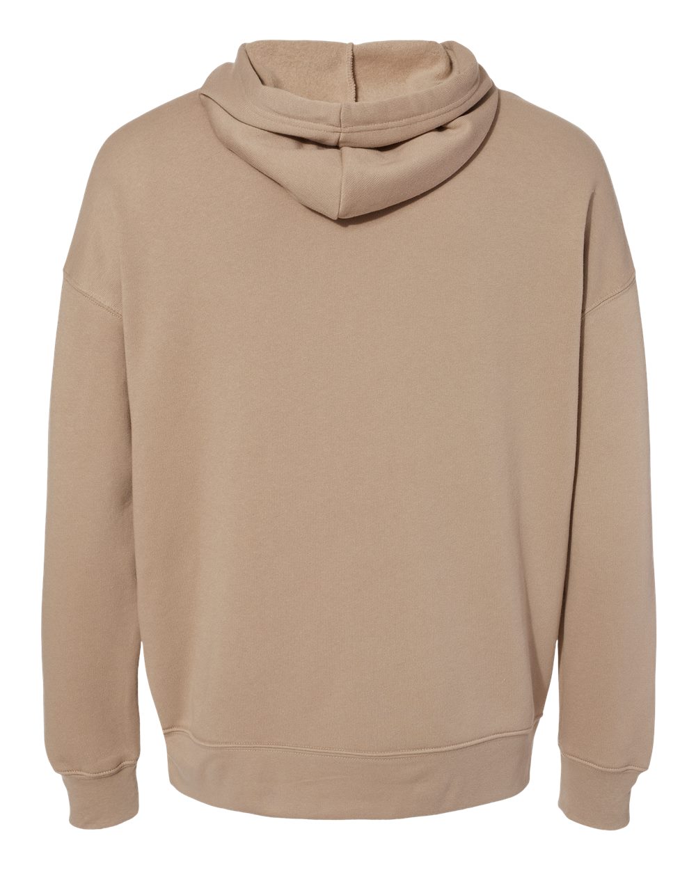 Rear View of Tan Sponge Fleece Drop Shoulder Hoodie - 3729