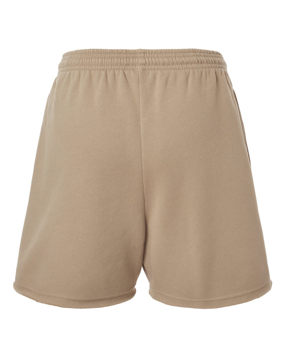 Rear View of Tan Women's Cutoff Fleece Shorts - 3787