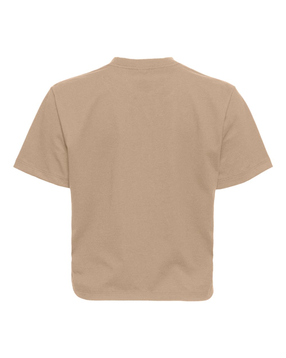 Rear View of Tan Women's Heavyweight Boxy T-Shirt - 7610