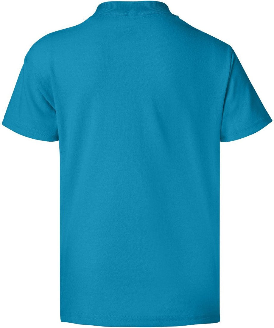 Rear View of Teal Ecosmart™ Youth T-Shirt - 5370