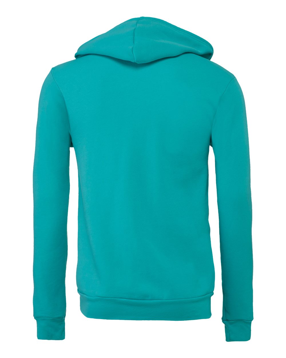 Rear View of Teal Sponge Fleece Full-Zip Hoodie - 3739