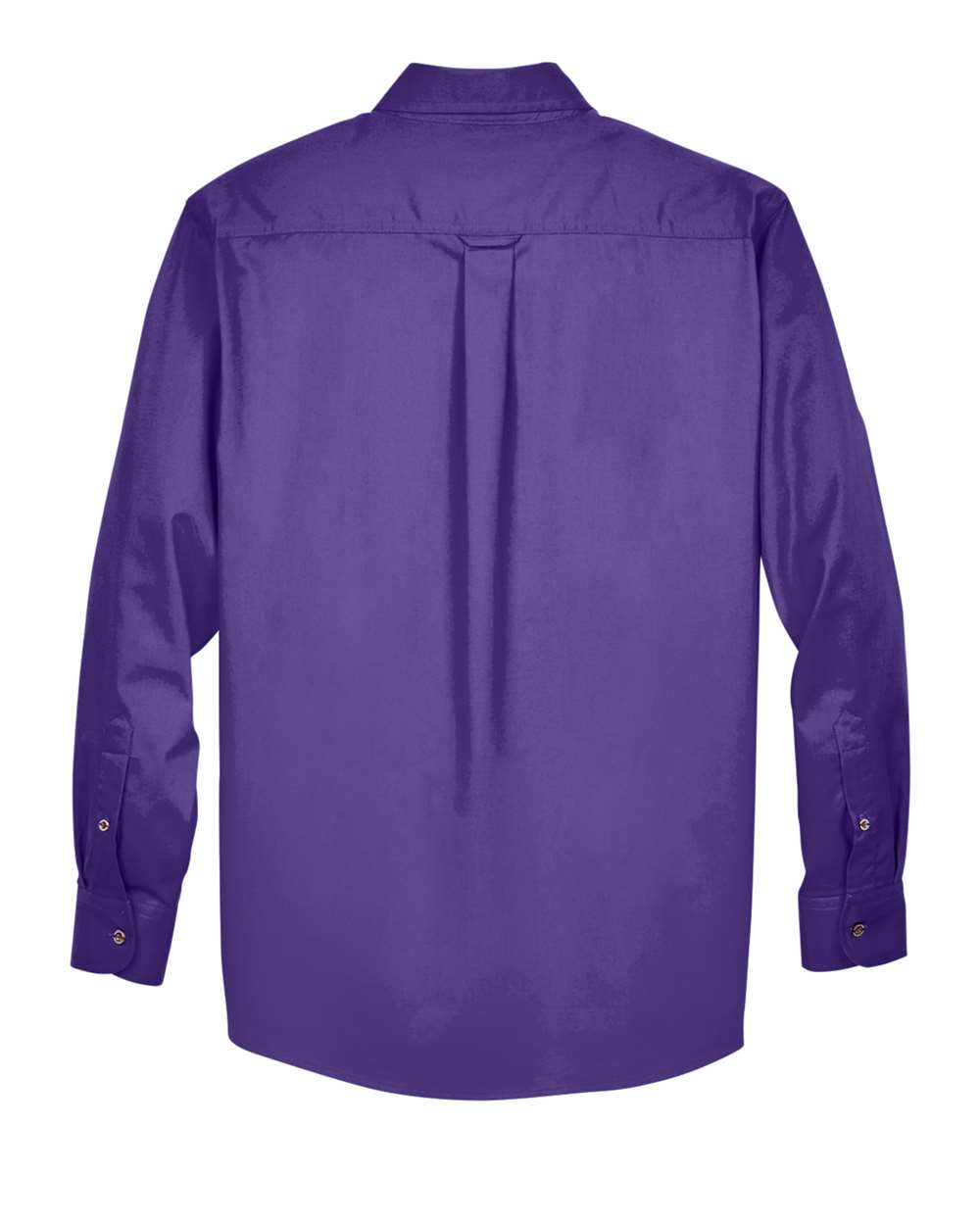 Rear View of Team Purple Men's Easy Blend™ Long Sleeve Twill Shirt - M500