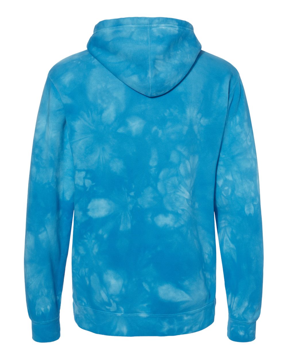 Rear View of Tie Dye Aqua Blue Midweight Tie-Dyed Hooded Sweatshirt - PRM4500TD