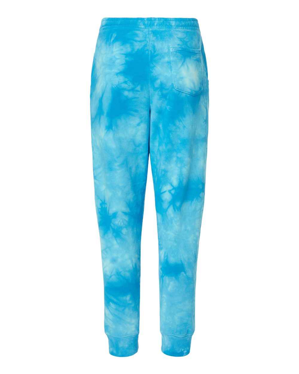 Rear View of Tie Dye Aqua Blue Tie-Dyed Fleece Pants - PRM50PTTD