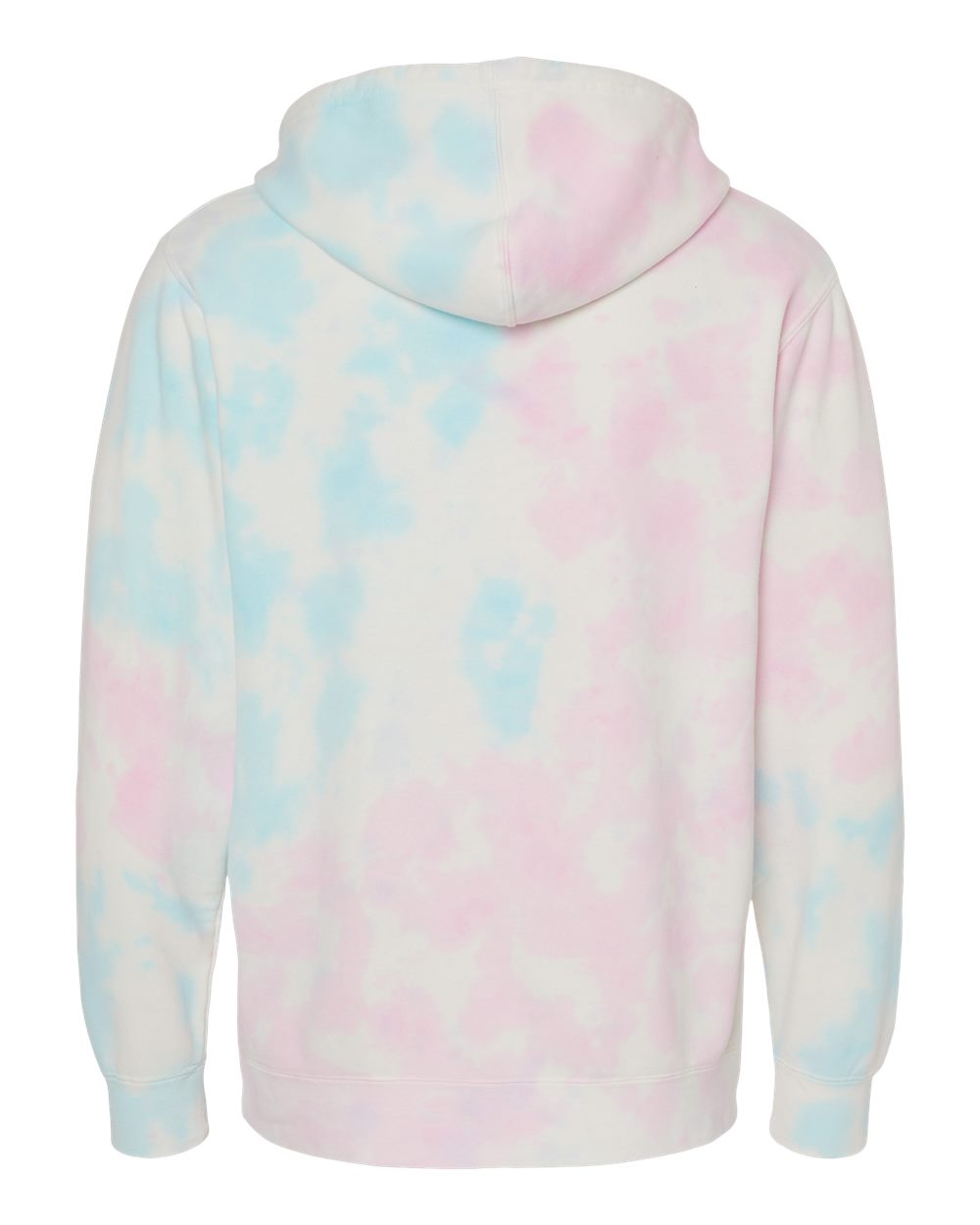 Rear View of Tie Dye Cotton Candy Midweight Tie-Dyed Hooded Sweatshirt - PRM4500TD