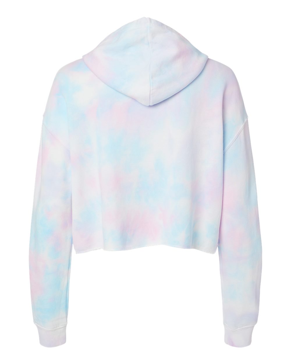 Rear View of Tie Dye Cotton Candy Women’s Lightweight Crop Hooded Sweatshirt - AFX64CRP