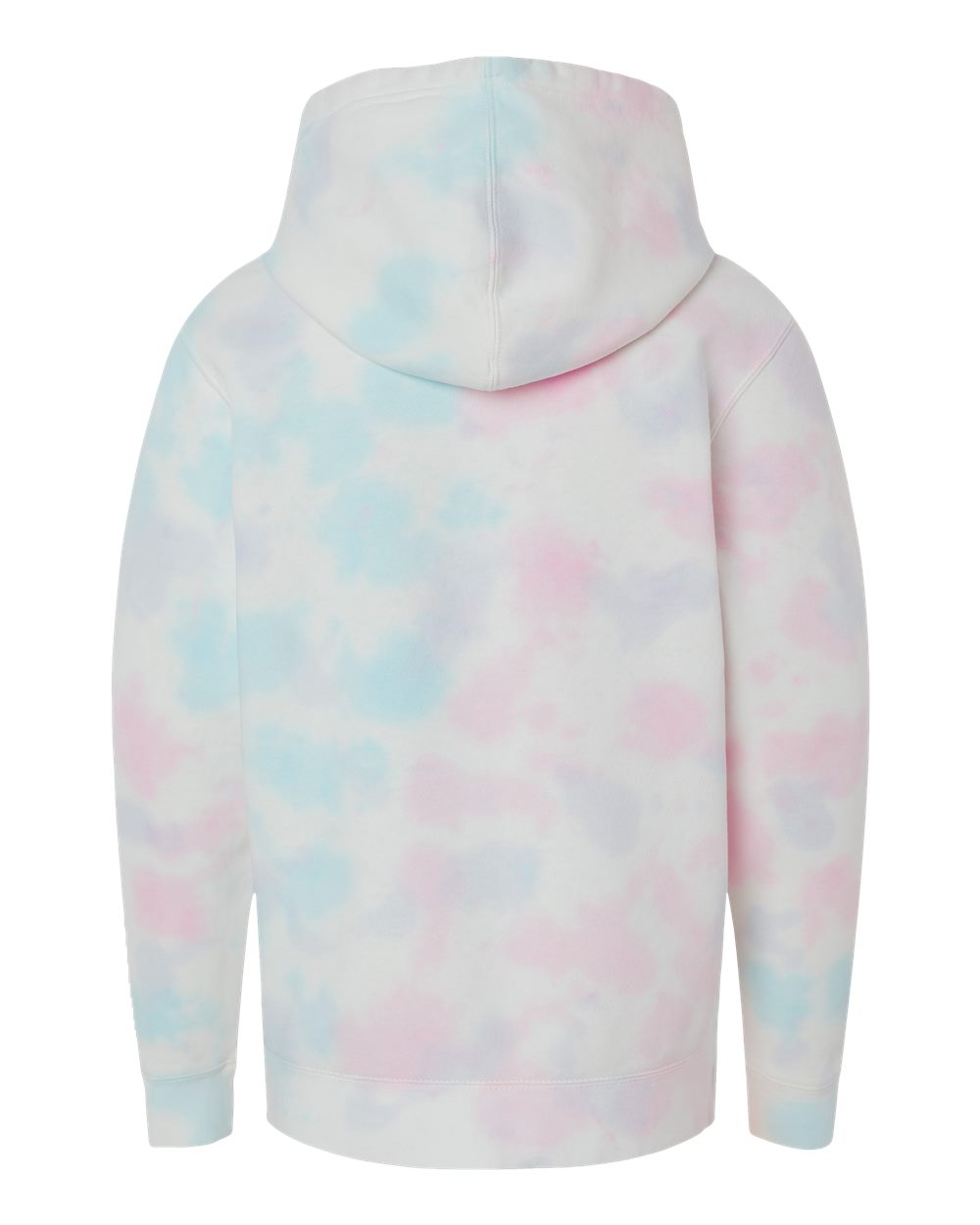 Rear View of Tie Dye Cotton Candy Youth Midweight Tie-Dyed Hooded Sweatshirt - PRM1500TD