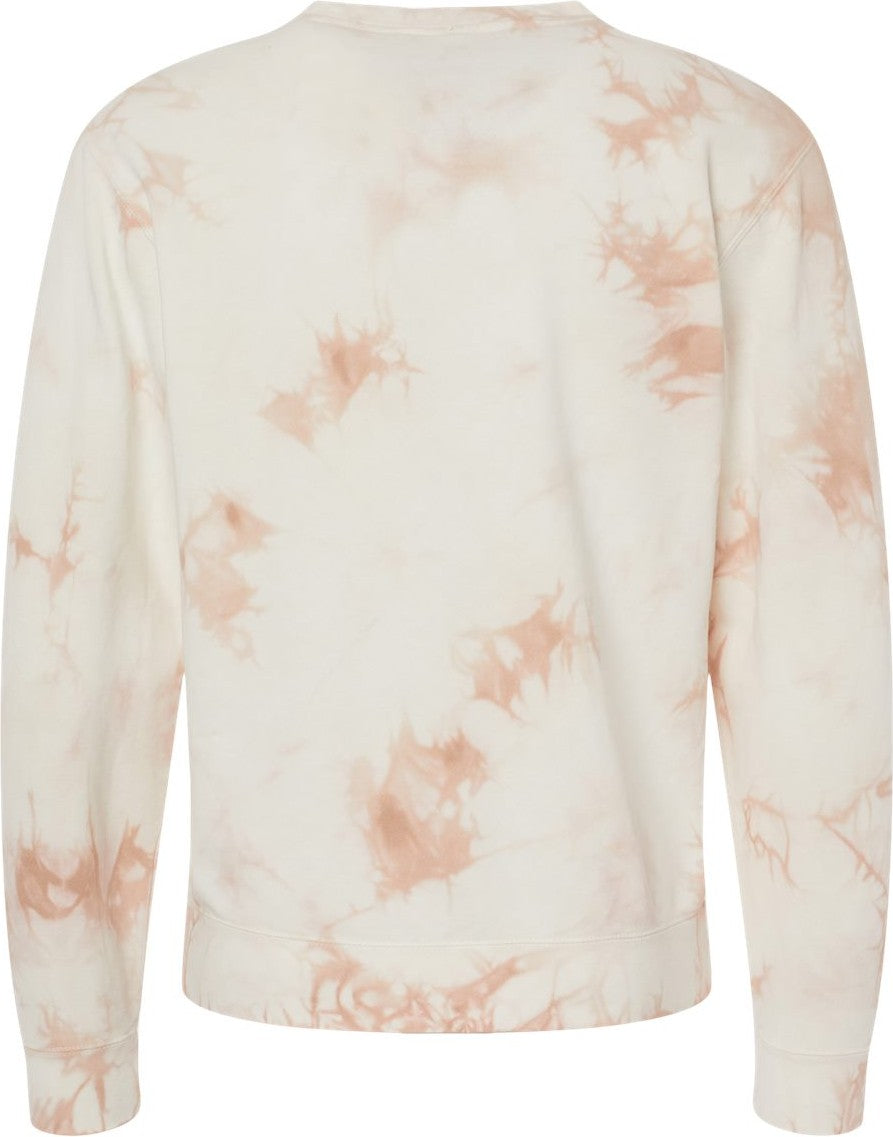 Rear View of Tie Dye Dusty Pink Midweight Tie-Dyed Crewneck Sweatshirt - PRM3500TD