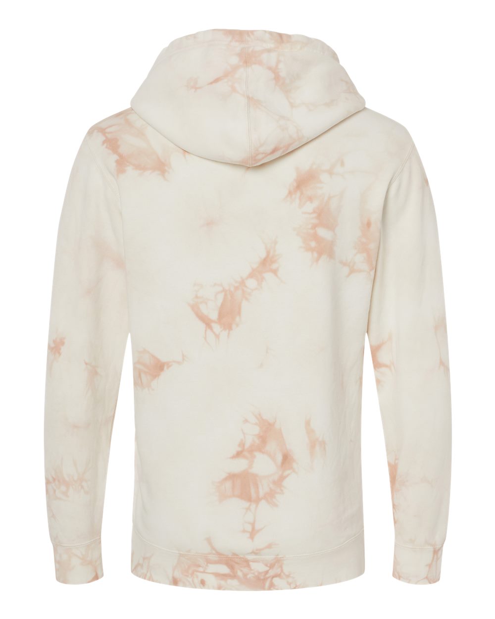 Rear View of Tie Dye Dusty Pink Midweight Tie-Dyed Hooded Sweatshirt - PRM4500TD