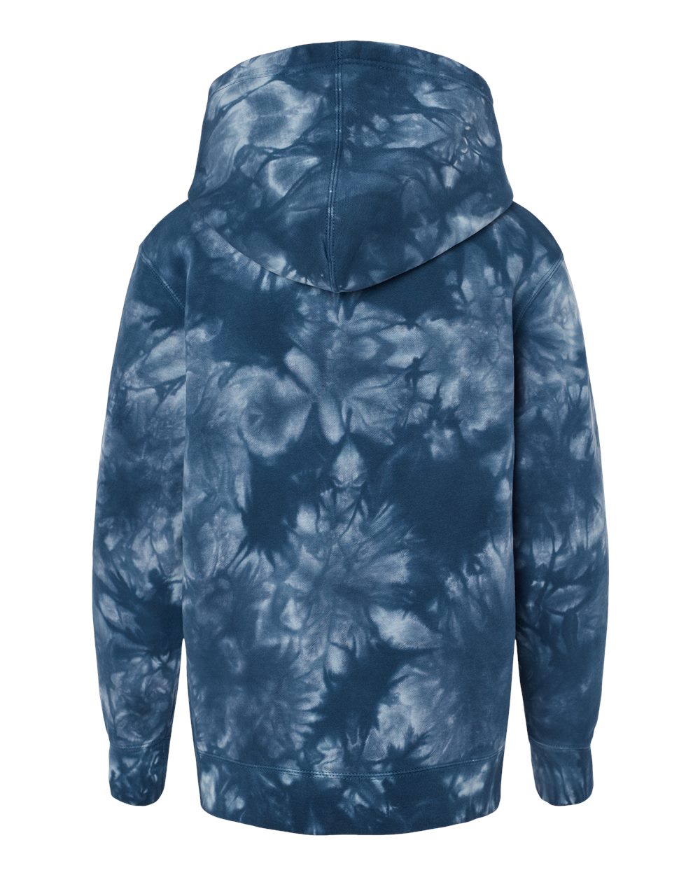 Rear View of Tie Dye Navy Youth Midweight Tie-Dyed Hooded Sweatshirt - PRM1500TD