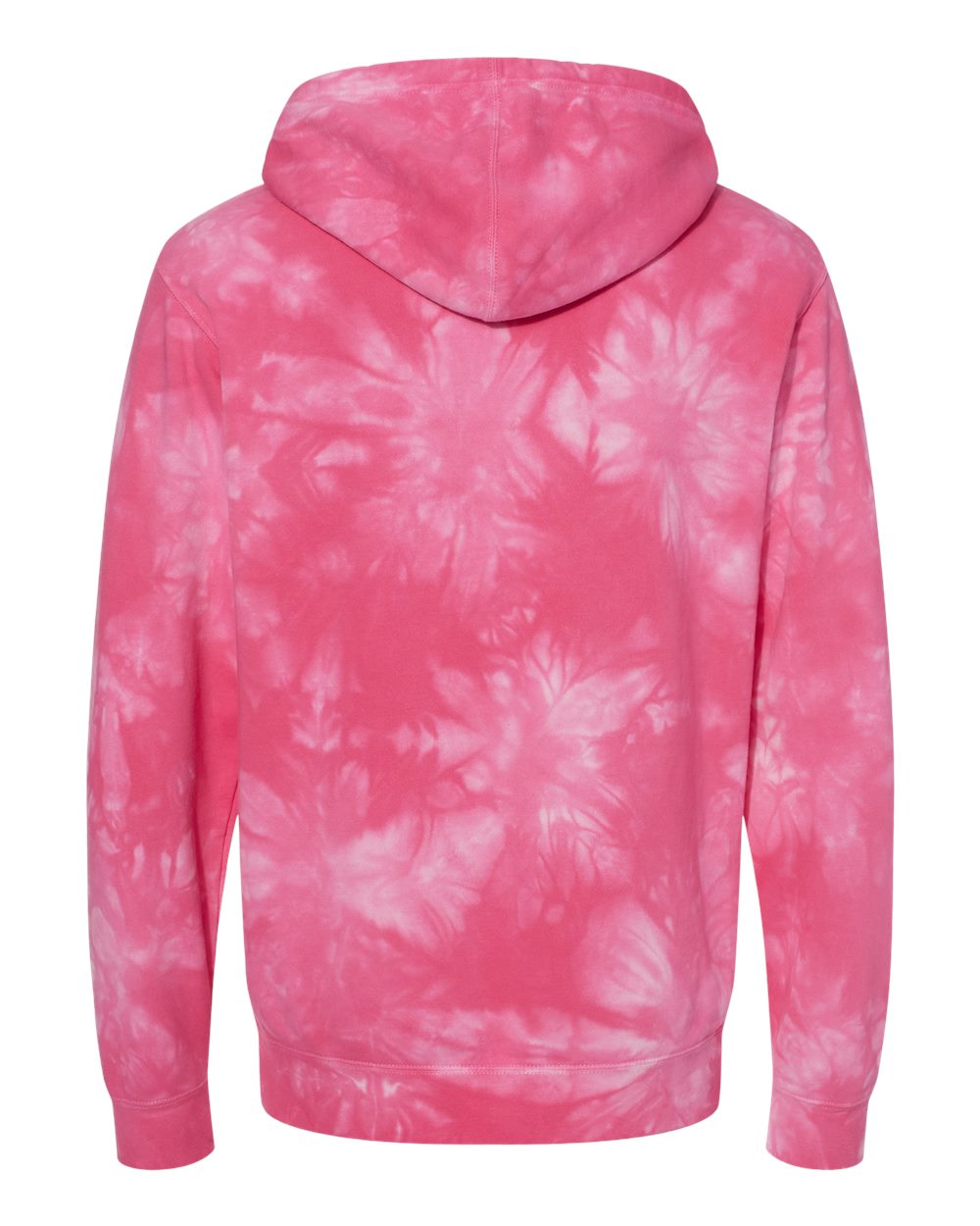 Rear View of Tie Dye Pink Midweight Tie-Dyed Hooded Sweatshirt - PRM4500TD