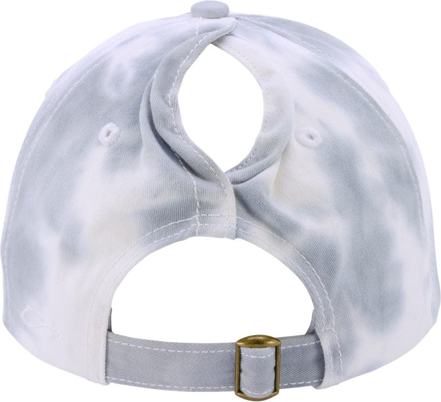 Rear View of Tie-Dye Slate Blue Women's Garment-Washed Fashion Print Cap - HATTIE