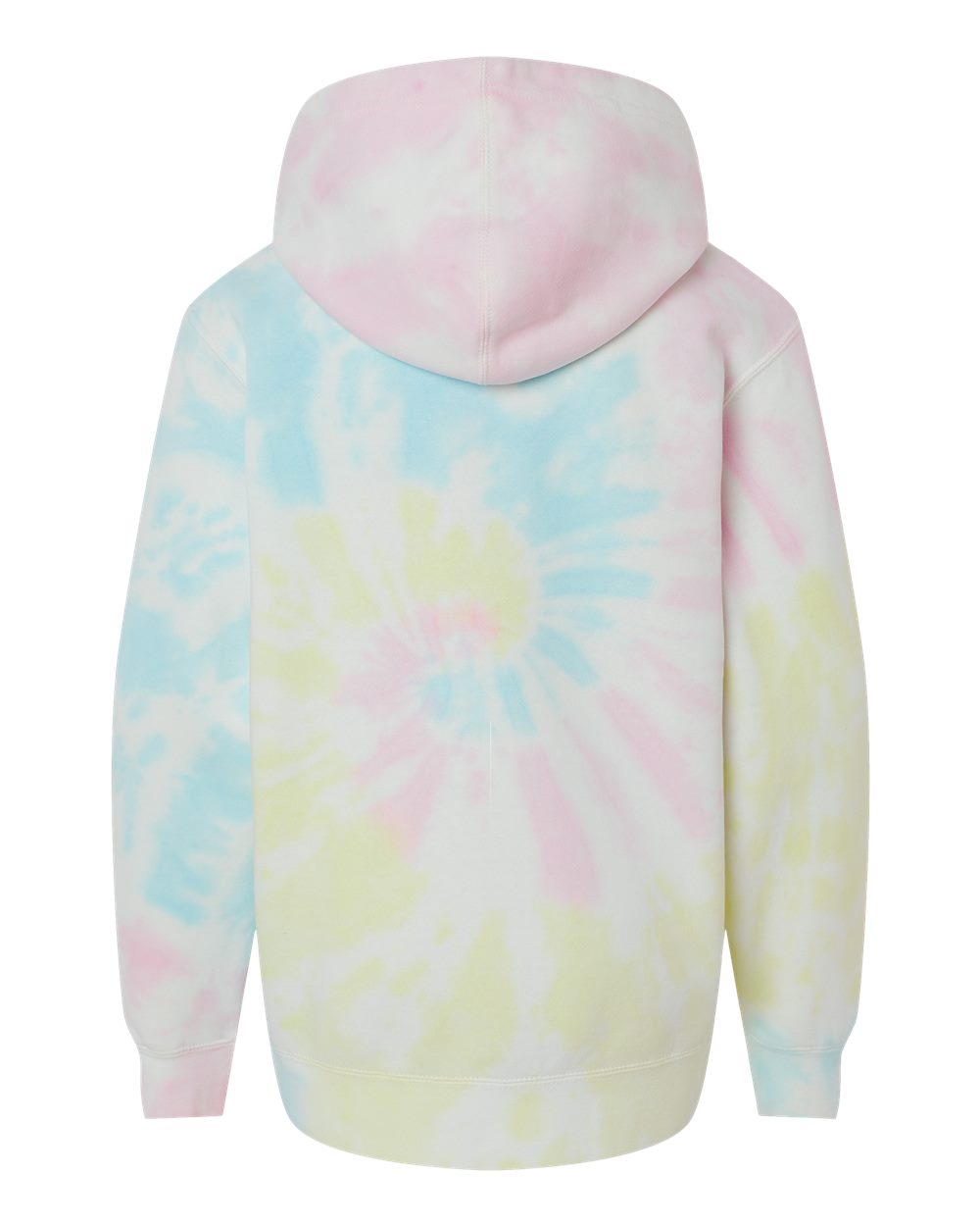 Rear View of Tie Dye Sunset Swirl Youth Midweight Tie-Dyed Hooded Sweatshirt - PRM1500TD