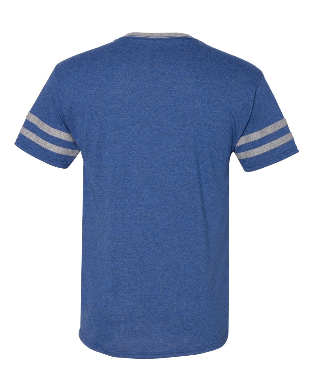 Rear View of True Blue Heather/ Oxford Triblend Varsity Ringer T-Shirt - 602MR