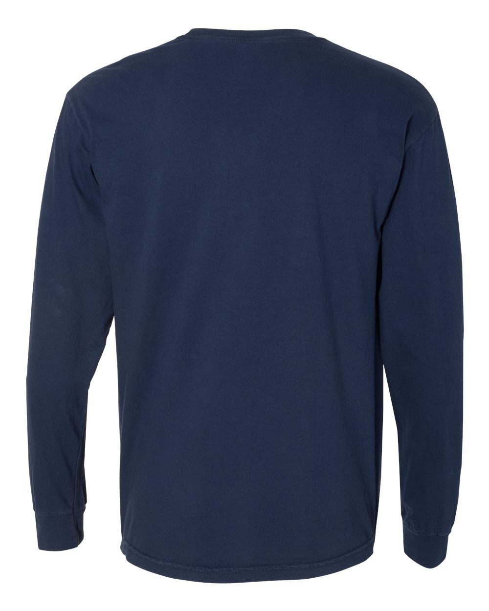 Rear View of True Navy Garment-Dyed Heavyweight Long Sleeve Pocket T-Shirt - 4410