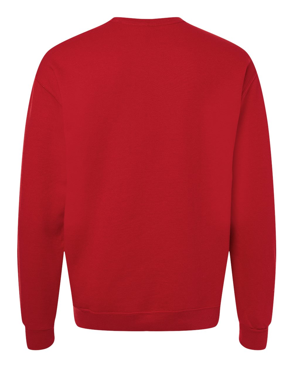 Rear View of True Red Ultimate CVC Crewneck Sweatshirt - IC48MR