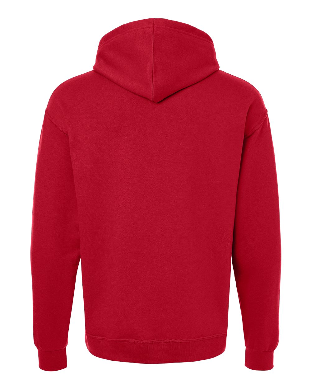 Rear View of True Red Ultimate CVC Hooded Sweatshirt - IC49MR