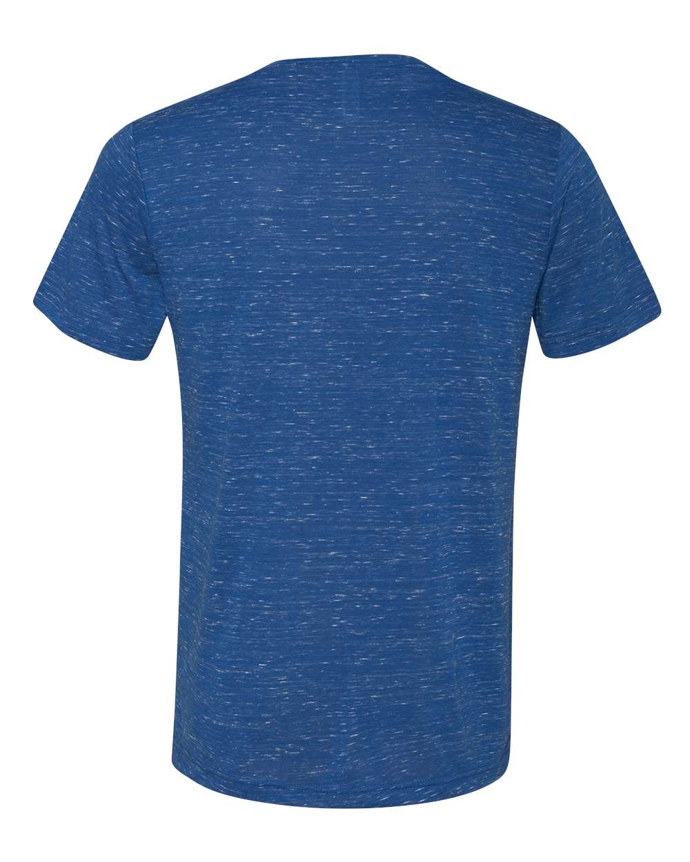 Rear View of True Royal Marble Textured Jersey V-Neck Tee - 3655