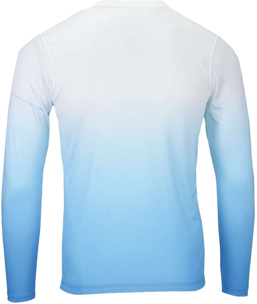 Rear View of Turquoise Maui Performance Long Sleeve T-Shirt - 233