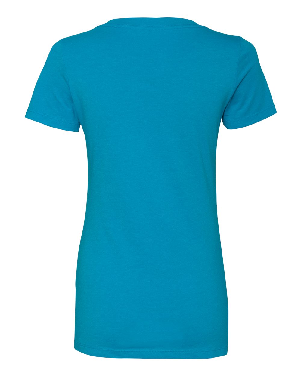 Rear View of Turquoise Women’s CVC Deep V-Neck T-Shirt - 6640