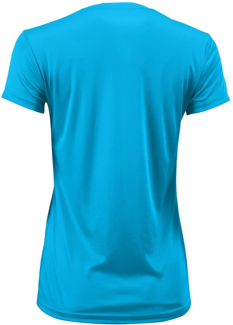 Rear View of Turquoise Women's Vera V-Neck T-Shirt - 203