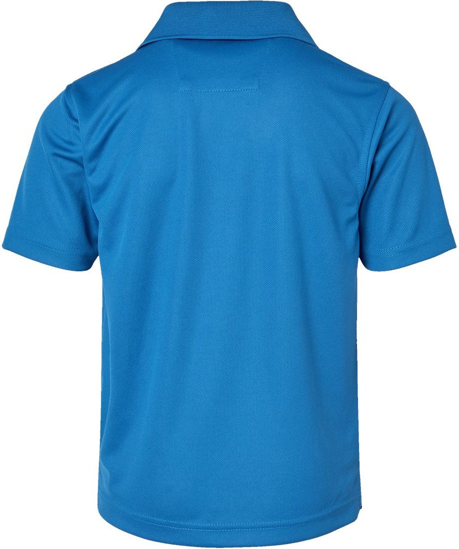 Rear View of Turquoise Youth Saratoga Performance Mini Mesh Polo - 108Y