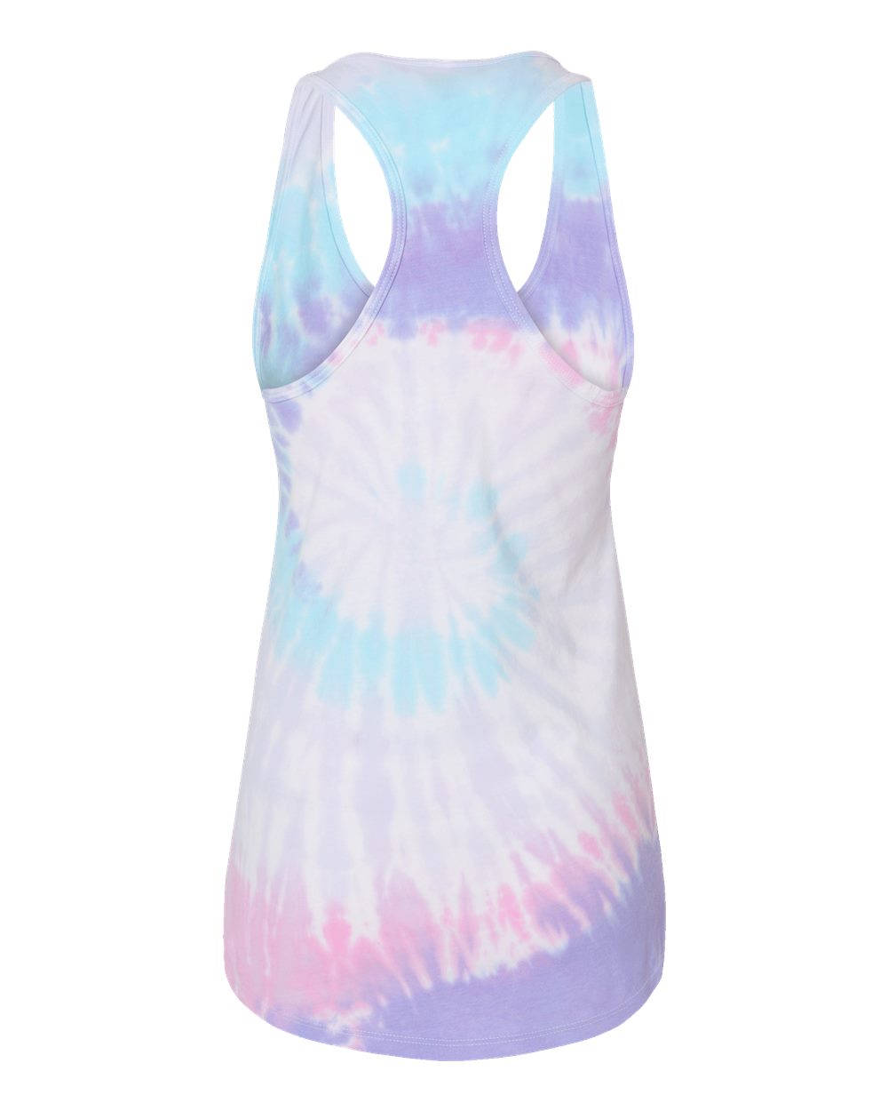 Rear View of Unicorn Women's Tie-Dyed Racerback Tank Top - 3400