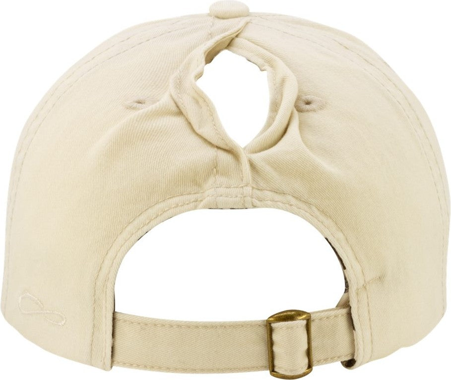 Rear View of Vanilla/ Longhorn Women's Pigment-Dyed with Fashion Undervisor Cap - CASSIE