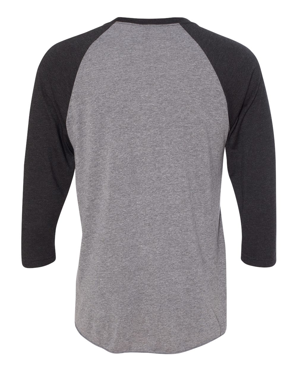 Rear View of Vintage Black Sleeves/ Premium Heather Body Triblend Three-Quarter Raglan T-Shirt - 6051