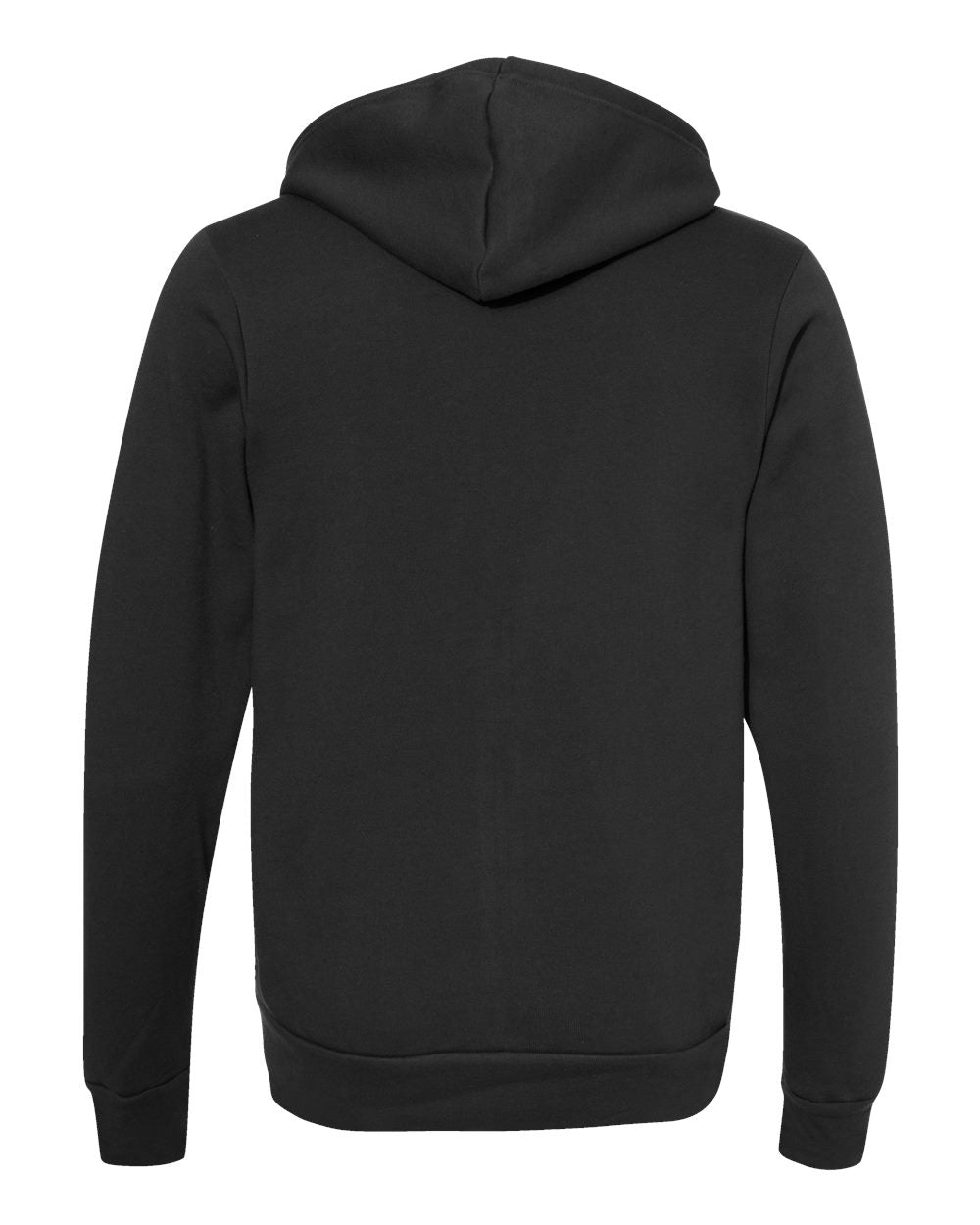 Rear View of Vintage Black Sponge Fleece Full-Zip Hoodie - 3739