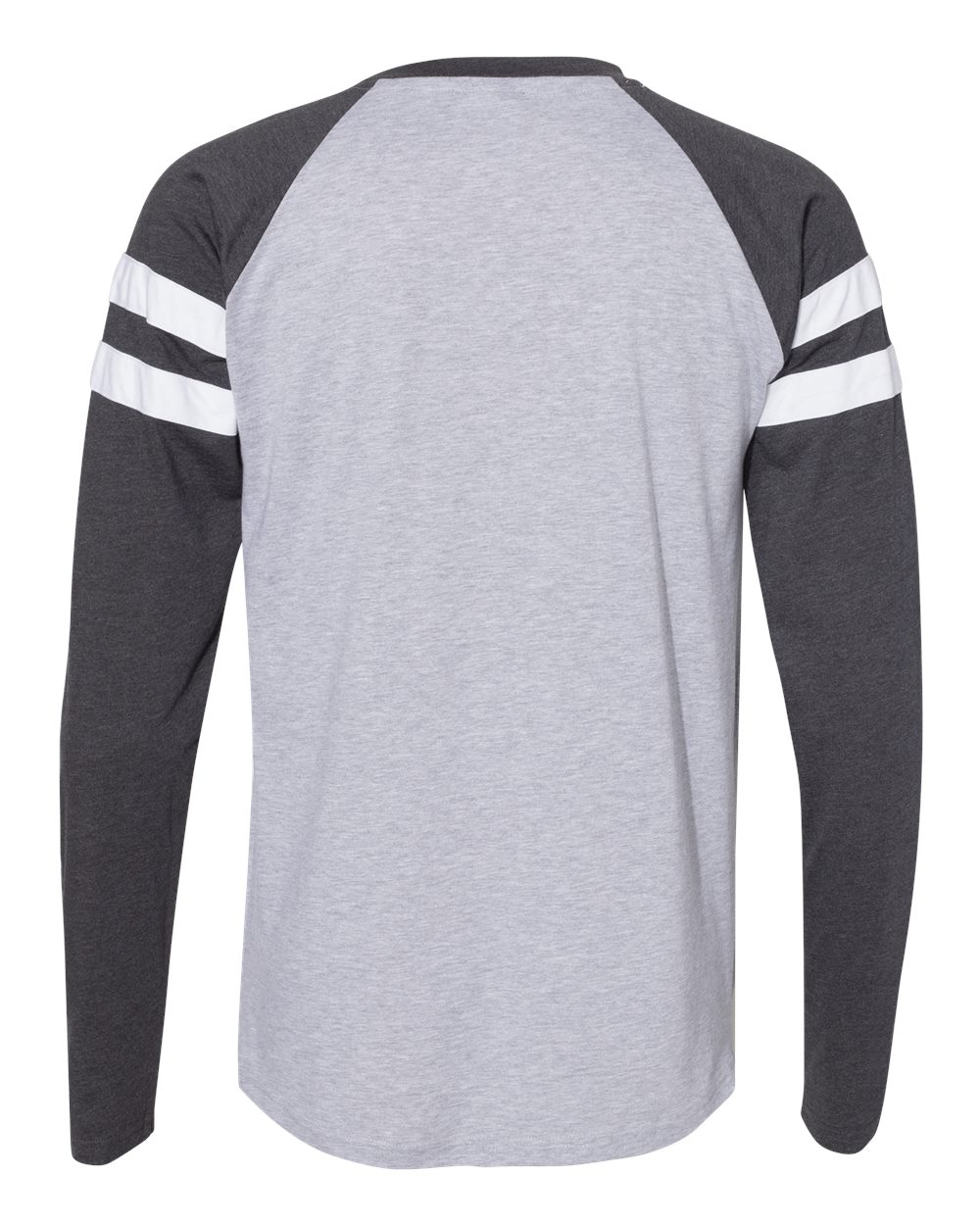 Rear View of Vintage Heather/ Vintage Navy Fine Jersey Mash Up Long Sleeve Tee - 6934