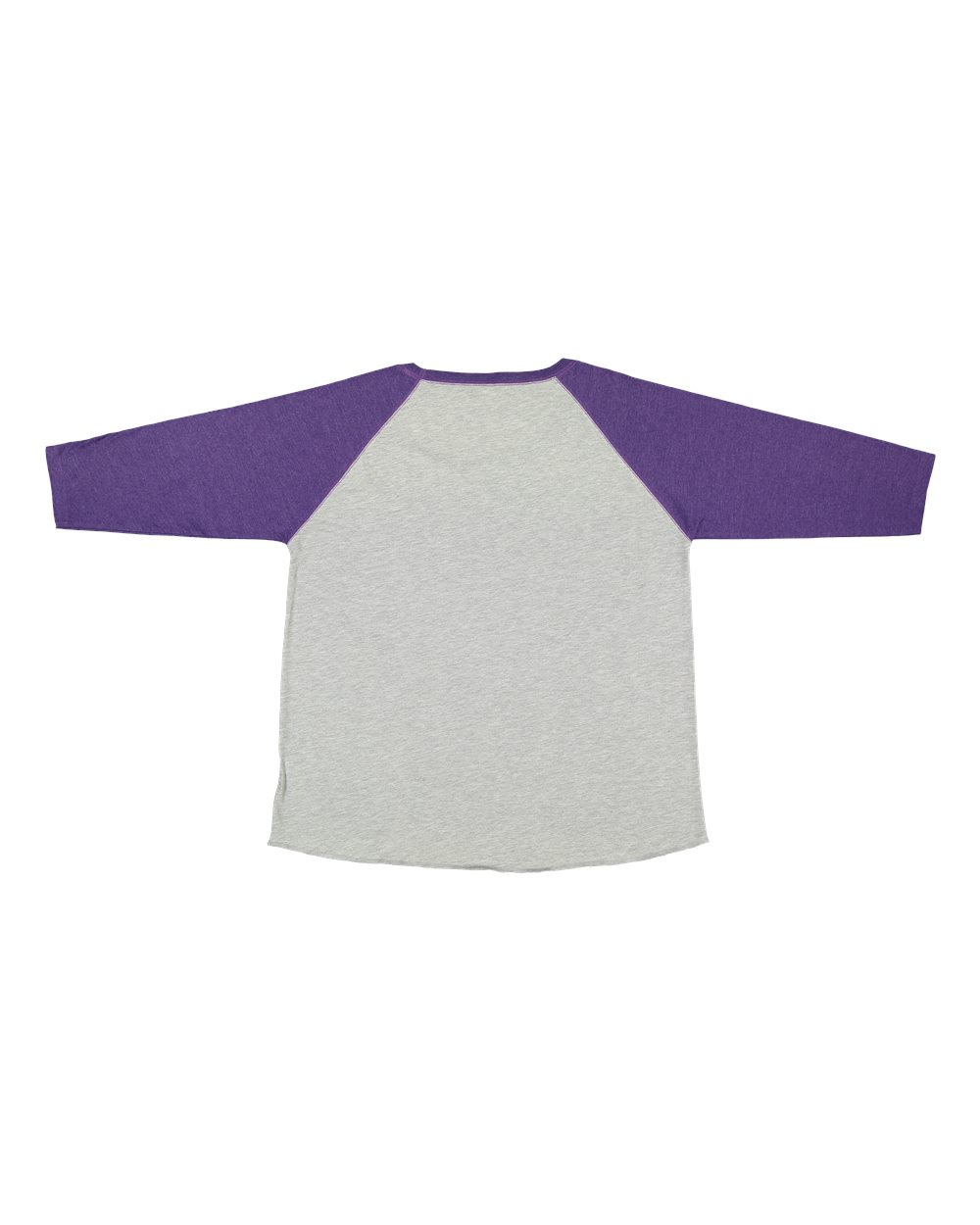 Rear View of Vintage Heather/ Vintage Purple Curvy Collection Women's Baseball Three-Quarter Sleeve Tee - 3830