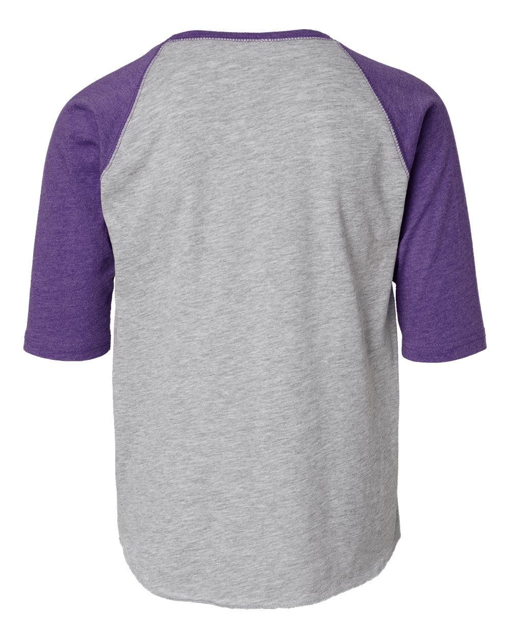 Rear View of Vintage Heather/ Vintage Purple Youth Baseball Fine Jersey Three-Quarter Sleeve Tee - 6130