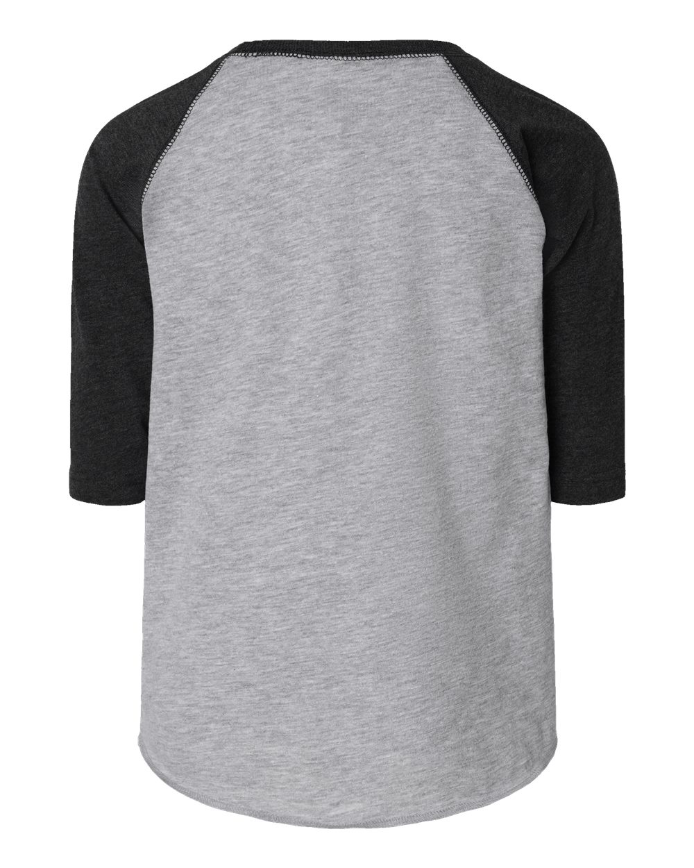 Rear View of Vintage Heather/ Vintage Smoke Toddler Baseball Fine Jersey Three-Quarter Sleeve Tee - 3330