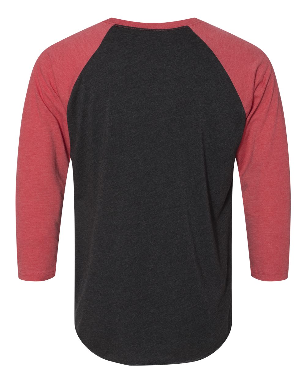 Rear View of Vintage Red Sleeves/ Vintage Black Body Triblend Three-Quarter Raglan T-Shirt - 6051