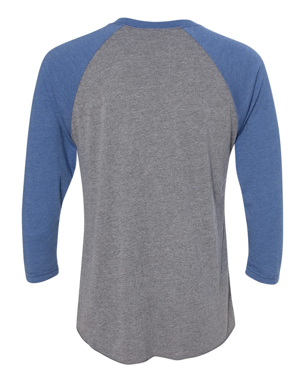 Rear View of Vintage Royal Sleeves/ Premium Heather Body Triblend Three-Quarter Raglan T-Shirt - 6051