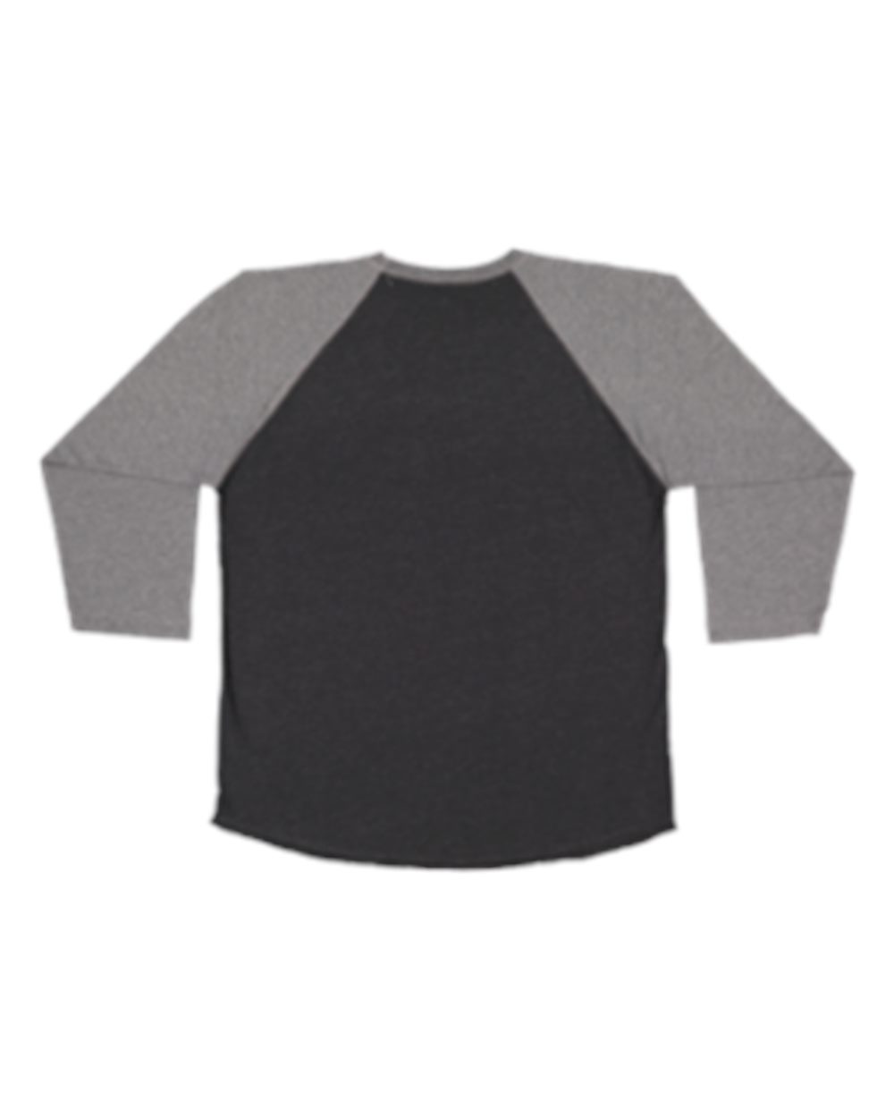Rear View of Vintage Smoke/ Granite Heather Baseball Fine Jersey Three-Quarter Sleeve Tee - 6930