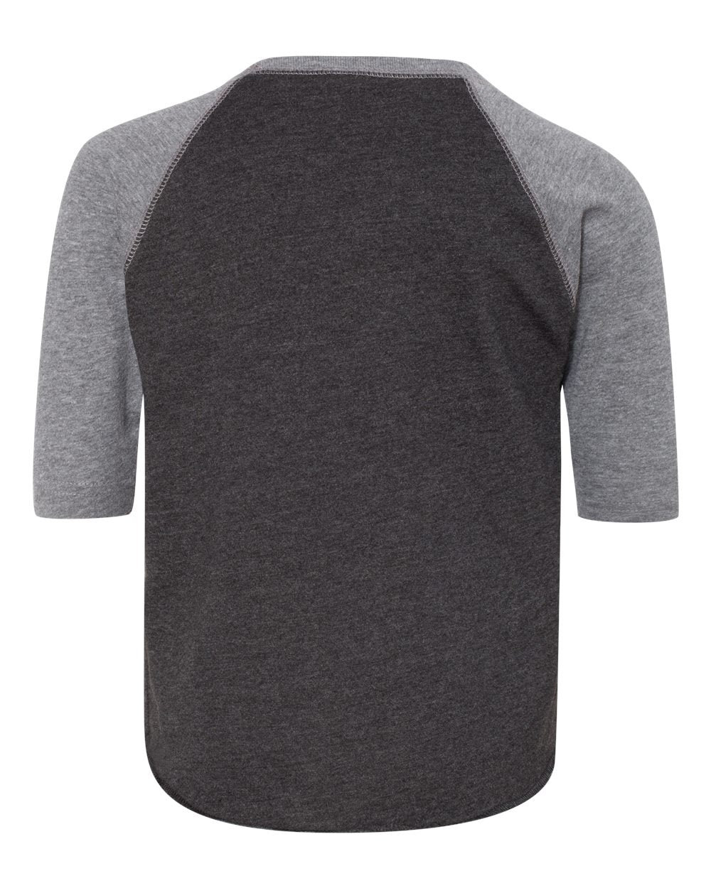 Rear View of Vintage Smoke/ Granite Heather Toddler Baseball Fine Jersey Three-Quarter Sleeve Tee - 3330