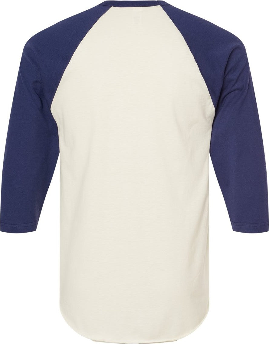 Rear View of Vintage White/ Inked India Fine Jersey Raglan T-Shirt - 245