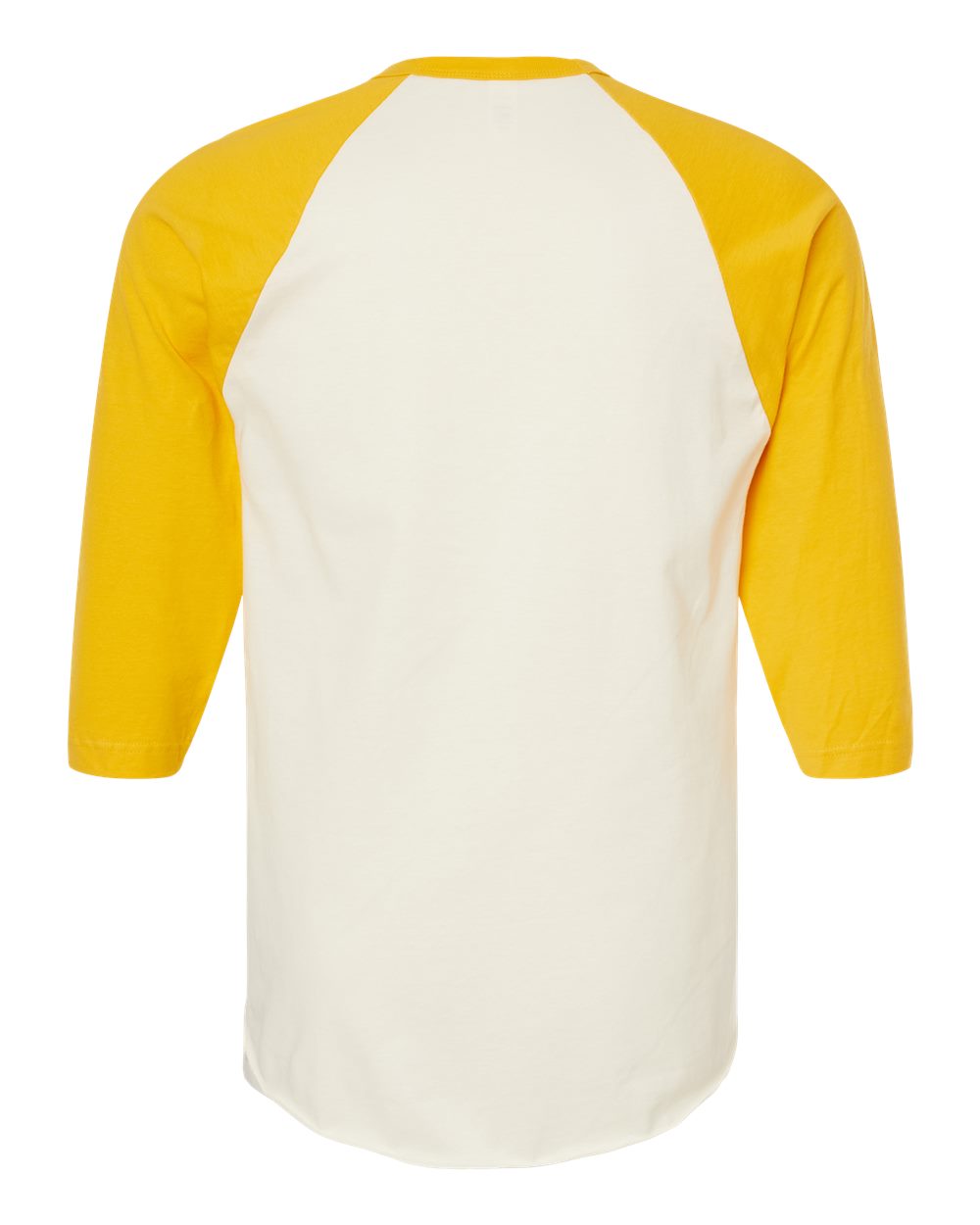 Rear View of Vintage White/ Mellow Yellow Fine Jersey Raglan T-Shirt - 245